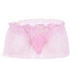 Bikini string en organza à fleurs en dentelle